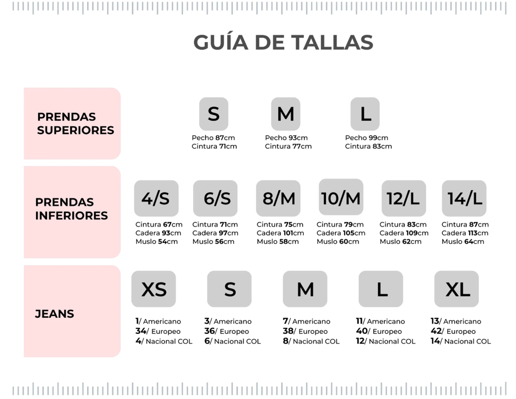 Tabla de referencia de tallas